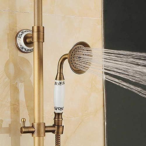 TECKI 8 Inch Round Shower Head with Carved Pattern Handheld Set
