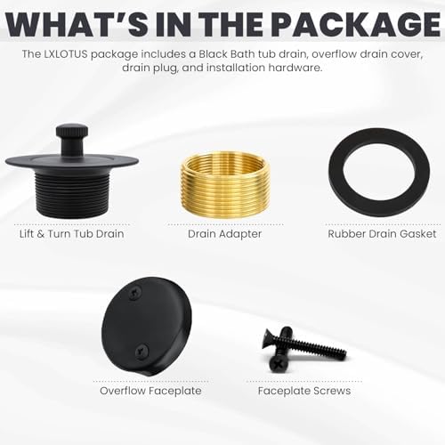 Upgrade your bathtub with the LXLOTUS Drain Kit matte black universal fit