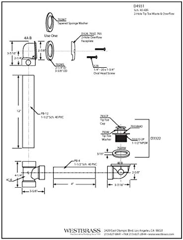 Westbrass Tip-Toe Bath Waste Assembly SATIN Nickel D4931-07