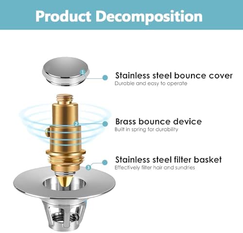 MEIUOAE Bath Sink Stopper Silver