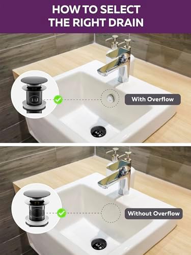 Sturdy Matte Black Sink Drain with Overflow Rust-Resistant and Anti-Clog