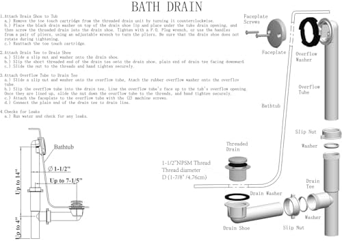 Premium bathtub drain kit for easy clog-free draining