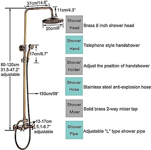 Antique Brass Shower Faucet Set