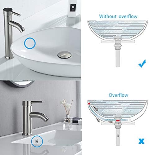 VOTON brushed nickel bathroom sink drain without overflow