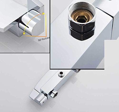 Huin Chrome Waterfall Mixing Faucet Set Dual-Handle with Overhead Shower Trim