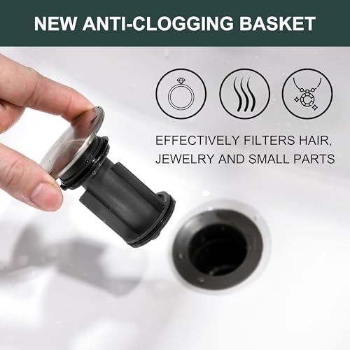 KENES Pop Up Sink Drain Stopper with Overflow Brushed Nickel