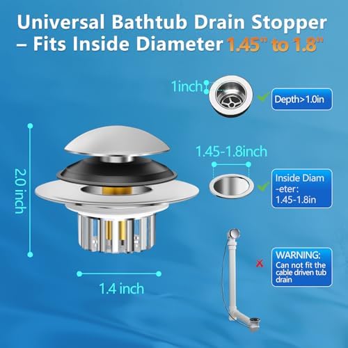 Universal Bathtub Drain Stopper with Anti-Clog