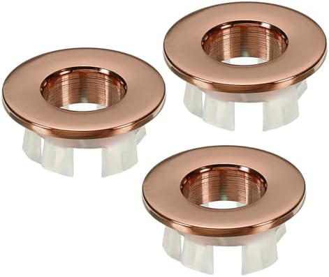 3-Piece Copper Overflow Rings Rose Gold for Bathroom Sink Surrounds
