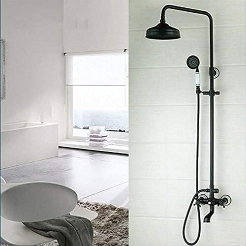 TECKI Wall-Mounted Oil-Rub-Bronze 8-Inch Brass Shower Head wCeramic Faucet