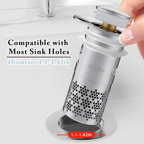 ABDZTY 2-Piece bathroom sink drain strainer stopper basket 11-142-inch compatible