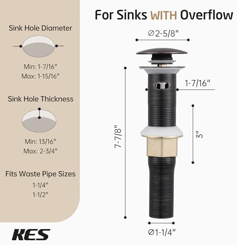 Keshibainyok Vote KES Oil Rubbed Bronze Bathroom Sink Drain with Strainer Basket