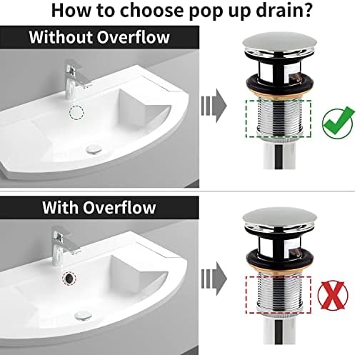 Vessel Sink Drain Stoppers Overflow Chrome Finish