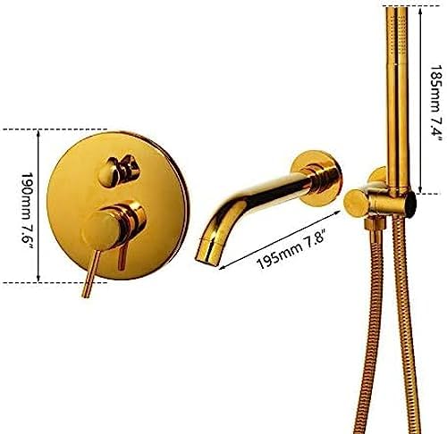 Brushed Gold Solid Brass Bathroom Shower Set