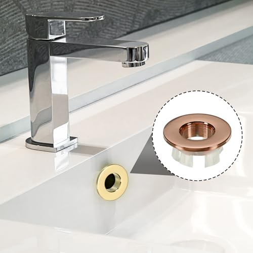 3-Piece Copper Overflow Rings Rose Gold for Bathroom Sink Surrounds
