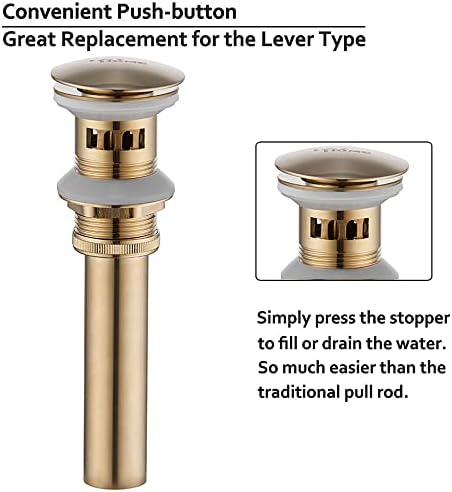 Bathroom Sink Drain with Detachable Strainer Basket Anti-Clog_drain Stopper Brushed Gold