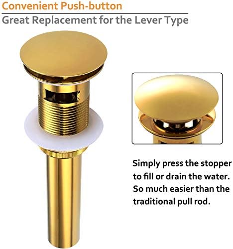 Angle Simple Gold Brass Sink Drain Stopper