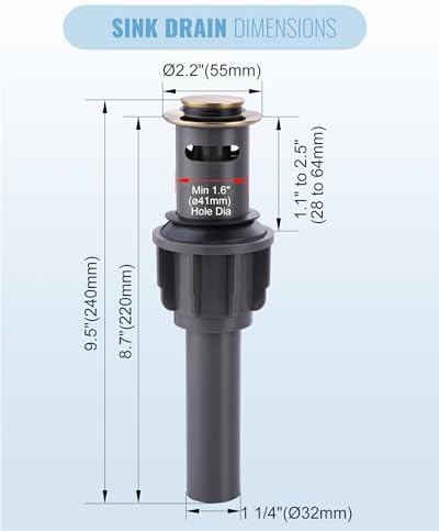 Bathroom Sink Drain with Overflow Anti-Leakage Design