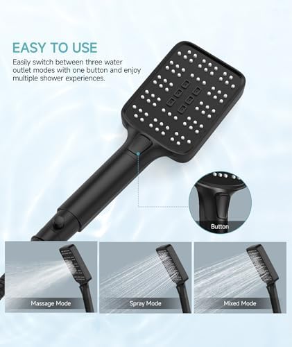 High-Pressure Dual Shower Head Set Rainfall Experience Luxurious Design Mat Black