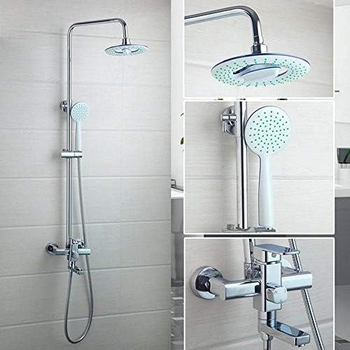 Huin Bathroom Chrome Round 8-inch Rainfall Shower Head Handheld Mixing Tap Set