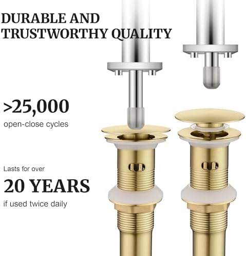Pop Up Sink Drain Stopper with Overflow Brushed Gold