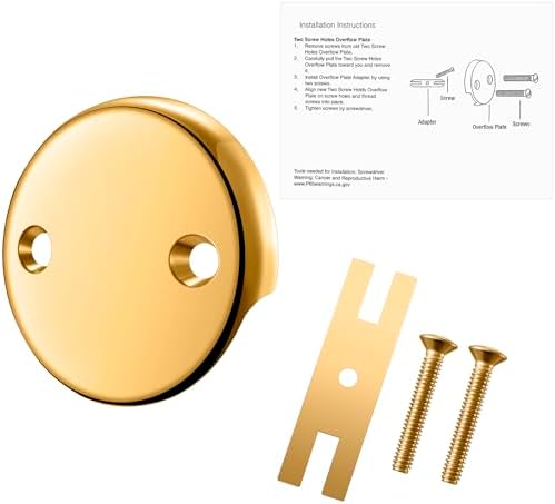 2-Hole Bathtub Overflow Cover Plate with Adapter Brushed Nickel