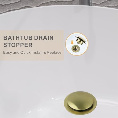 WELLUP Brushed Gold bathtub drain stopper replacement for lift turn tubs