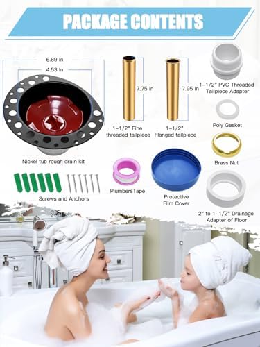 Quick and Easy Bathtub Drain Kit with Universal Compatibility and Multiple Installing Options