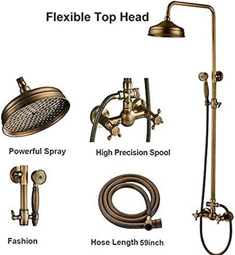 Huin Antique Brass Rain shower Faucet Set