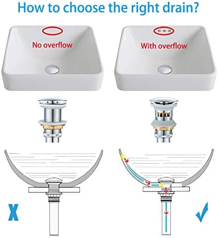 VOTON Chrome Sink Drain with Basket Stopper and Overflow Hole