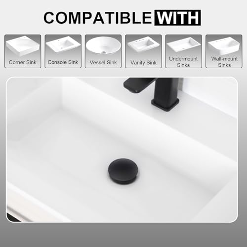 Bath Sink Drain Matte Black Pop-Up Drain Without Overflow