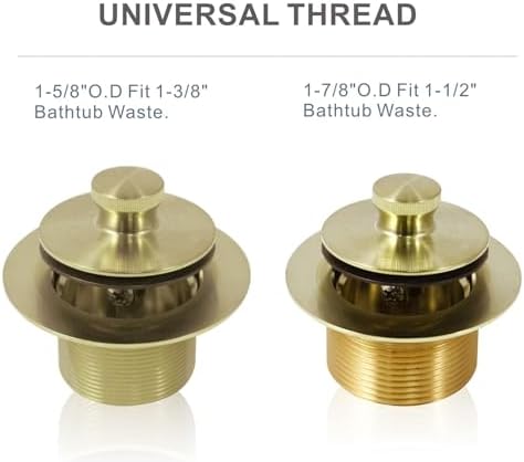 Solitaire Gold Brushed Tub Drain Kit for Bathtub Replacement