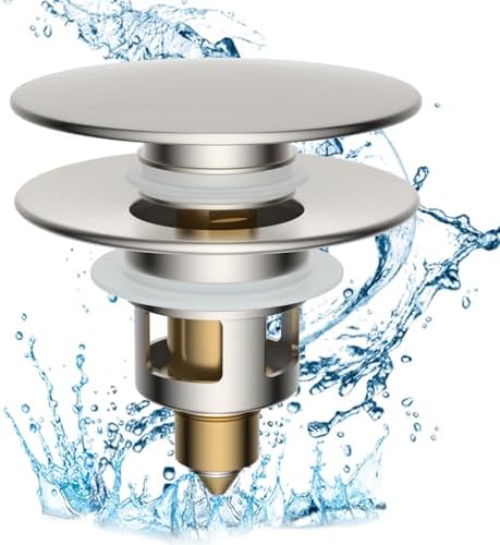 Hibbent All Metal Bathroom Sink Stopper 2-in-1 Design