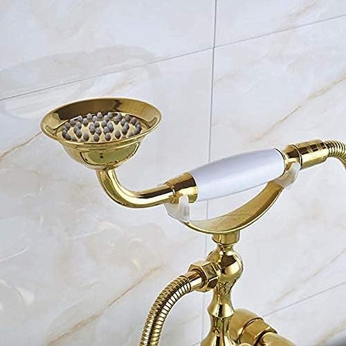 TECKI Solid Brass Luxury Bath Tub Faucet with Handheld Shower and Dual Handles