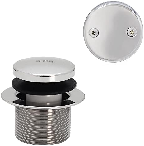 Compact White Tubular Bath Drain Plug with Polished Chrome Finish