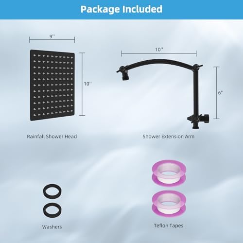 Hibbent Flow 10 Rainfall Shower Head with Extendable Arm