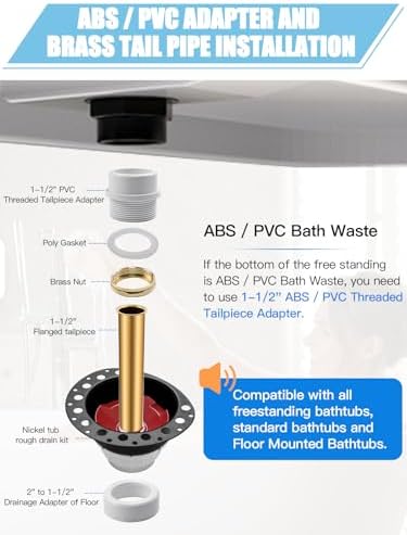 Quick and Easy Bathtub Drain Kit with Universal Compatibility and Multiple Installing Options