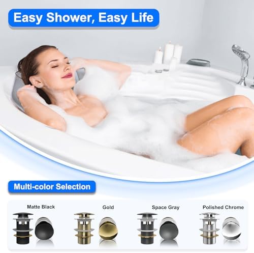 Bath Perfect - Pop-Up Drain for Freestanding Tub Matte Black Durable Design