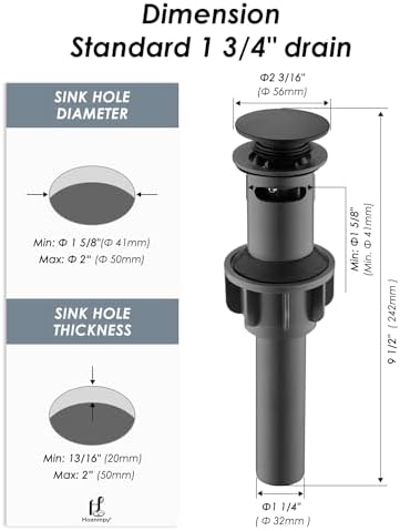 Matte Black Sink Drain Set with Overflow Protection