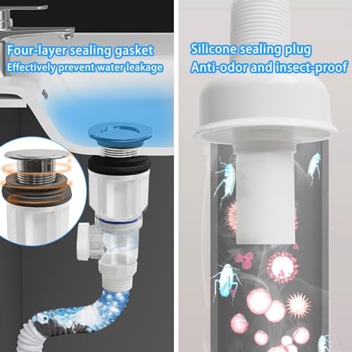 Bath Sink Drain Kit Effcient Drainage for 1-14 1-12 Drains