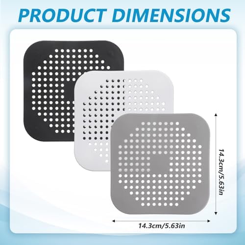 3-Pack Silicone Suction Cup Drain Hair Catchers for Showers Kitchen Bathroom