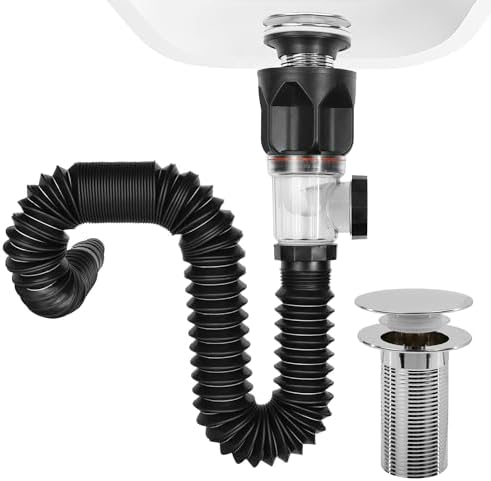 Rakickyer Premium Bathroom Sink Drain Kit with Expandable P-Trap Deodorizing Feature