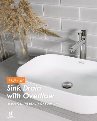 Vessel Sink Drain with Anti-Clog Overflow Protection and Smooth Finish