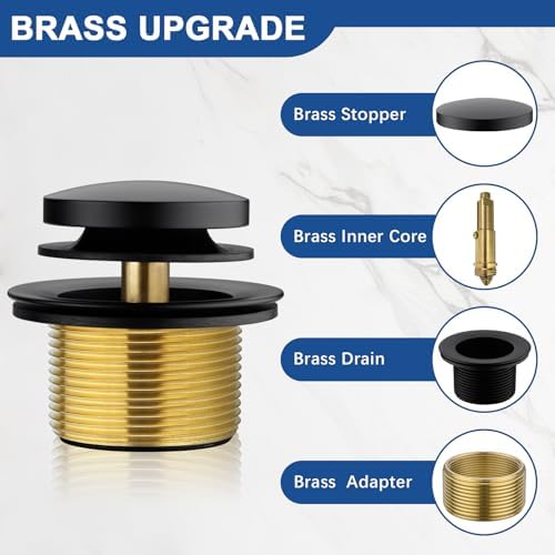 Brass Tip-Toe Tub Drain Kit Polished Matte Black