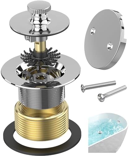 Sogmeter Chrome Plated bathtub drain hair catcher 2-hole lift turn USCA compatible