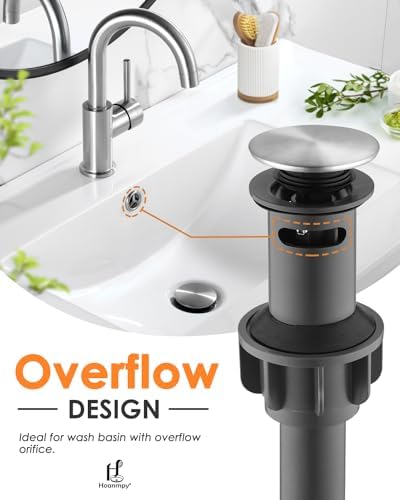 Vessel Sink Drain with Anti-Clog Overflow Protection and Smooth Finish