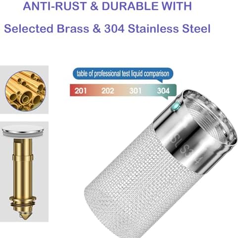 Bathroom Sink Drain Stopper No Tools Required Long-Lasting Clog-Free Design