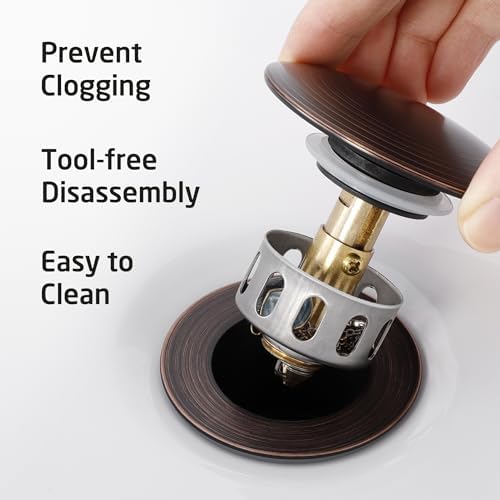 Keshibainyok Vote KES Oil Rubbed Bronze Bathroom Sink Drain with Strainer Basket
