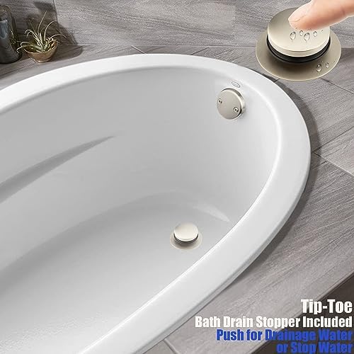 ArtiwellHigh-Quality Touch-Toe Bath Drain Stopper - Brass Tubular Kit with Overflow Plug