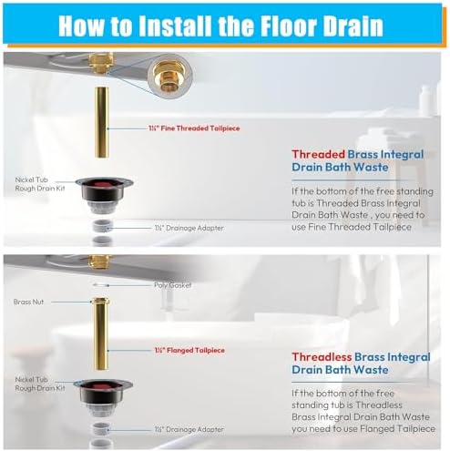 High-Quality ABS Freestanding Tub Drain with snap-off test cap