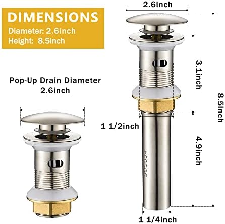 Yodel 1-inch Bathroom Sink Drain reducers included
